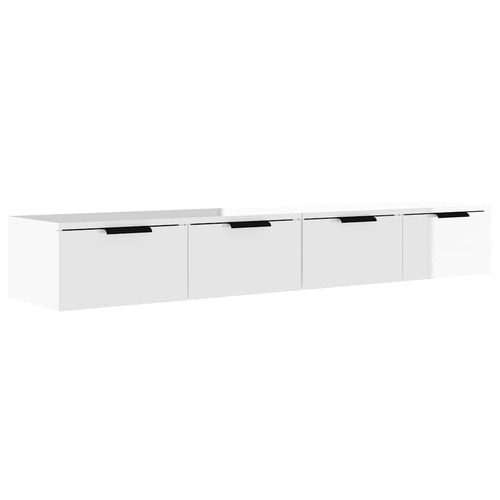 Ντουλάπια Τοίχου 2 τεμ. Γυαλιστ. Λευκό 68x30x20 εκ. Επεξ. Ξύλο