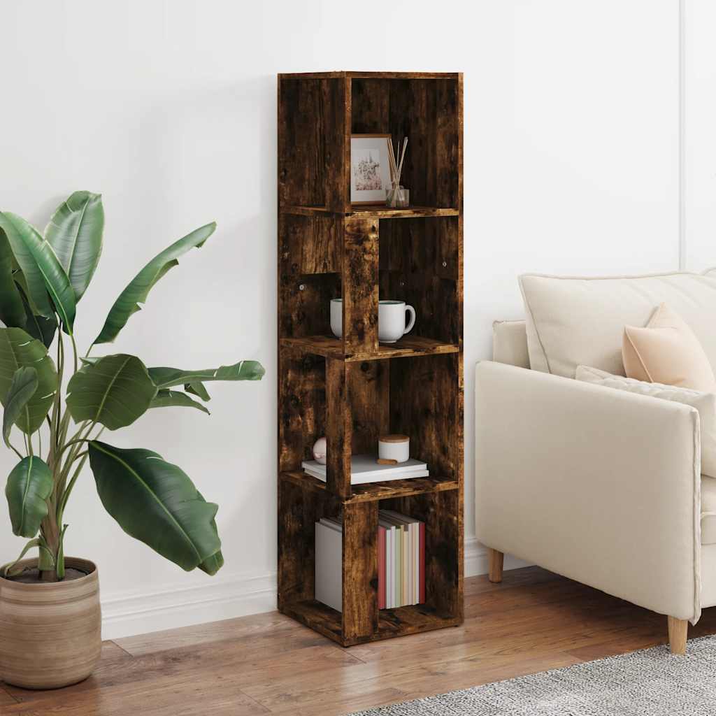 Γωνιακό Έπιπλο Καπνιστή δρυς 33x33x132 εκ. από Επεξεργ. Ξύλο - Pakobazaar