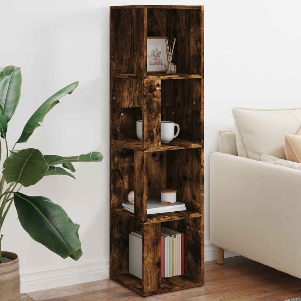 Γωνιακό Έπιπλο Καπνιστή δρυς 33x33x132 εκ. από Επεξεργ. Ξύλο - Pakobazaar
