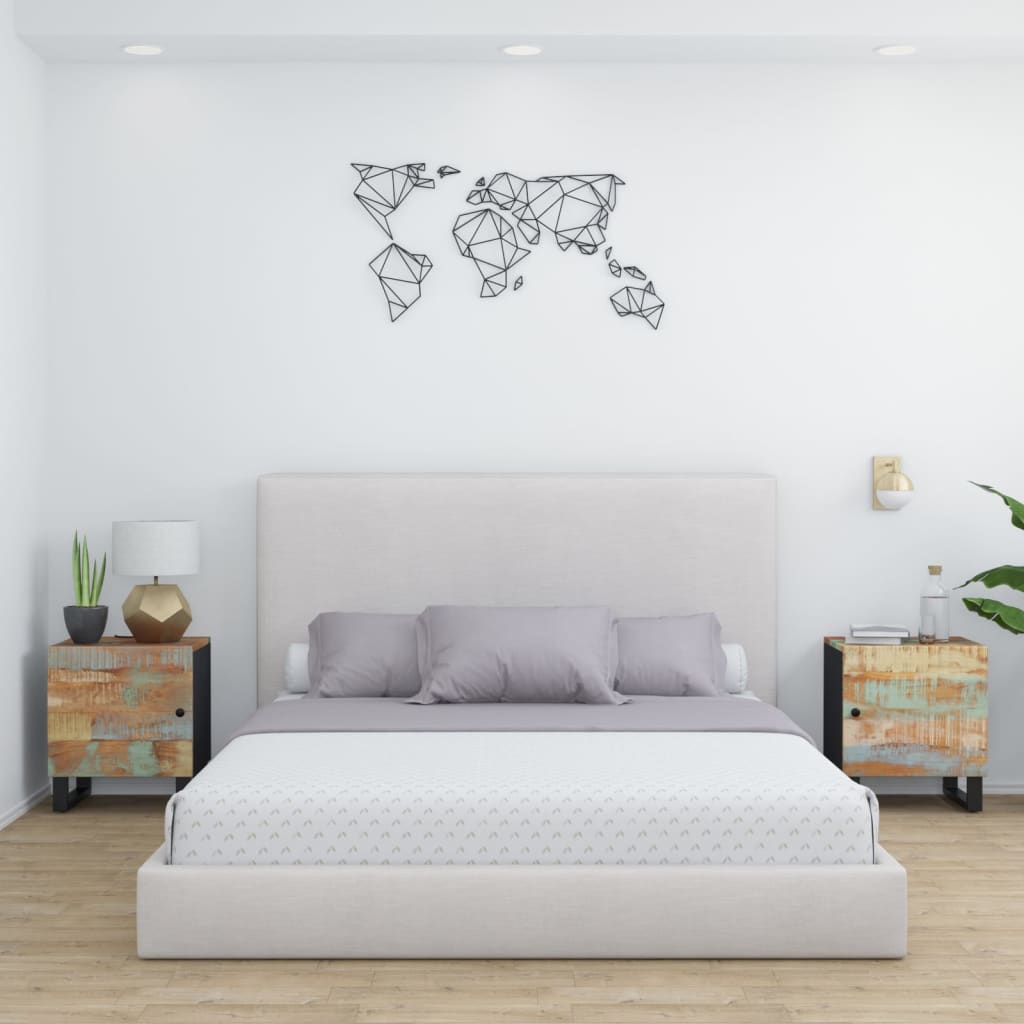 Κομοδίνα 2 τεμ. 40 x 33 x 46 εκ. από Μασίφ Ανακυκλωμένο Ξύλο