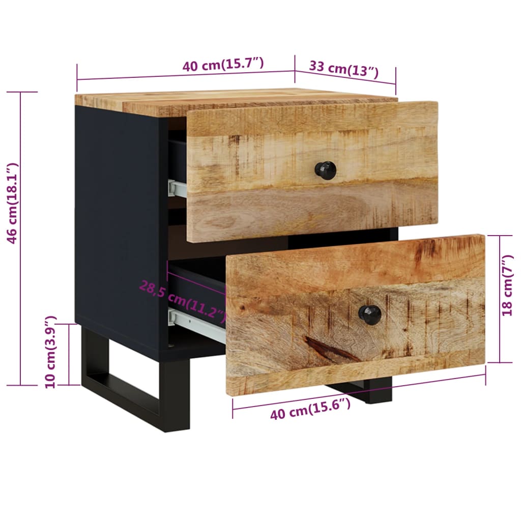 Κομοδίνο 40 x 33 x 46 εκ. από Μασίφ Ξύλο Μάνγκο