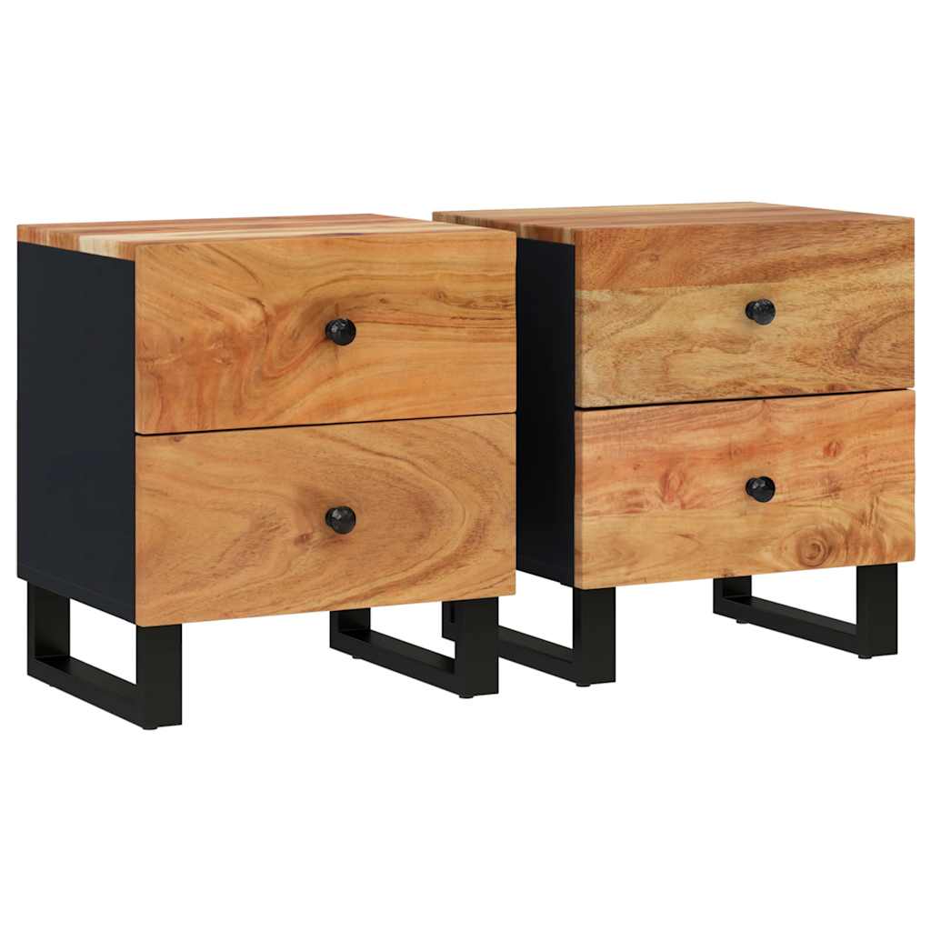 Κομοδίνα 2 τεμ. 40 x 33 x 46 εκ. από Μασίφ Ξύλο Ακακίας