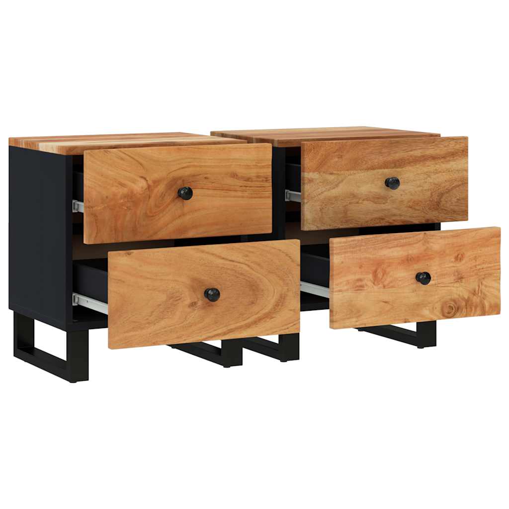 Κομοδίνα 2 τεμ. 40 x 33 x 46 εκ. από Μασίφ Ξύλο Ακακίας