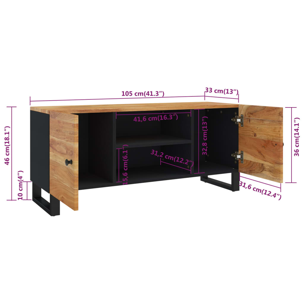 Έπιπλο Τηλεόρασης 105 x 33 x 46 εκ. από Μασίφ Ξύλο Ακακίας