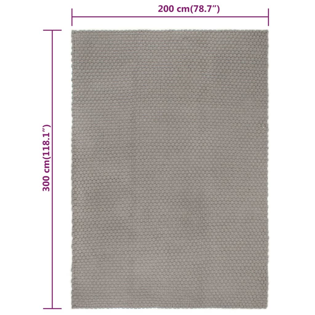 Χαλί Ορθογώνιο Γκρι 200x300 εκ. από Βαμβάκι