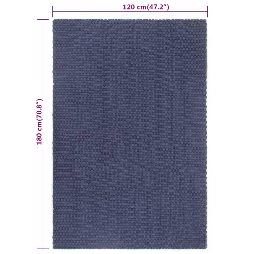 Χαλί Ορθογώνιο Ναυτικό Μπλε 120x180 εκ. Βαμβάκι - Pakobazaar