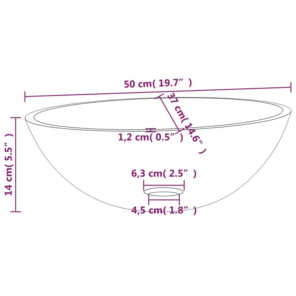 Νιπτήρας Διάφανος 50 x 37 x 14 εκ. Γυάλινος