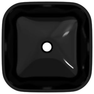 Νιπτήρας Μαύρος 42 x 42 x 14 εκ. Γυάλινος - Pakobazaar