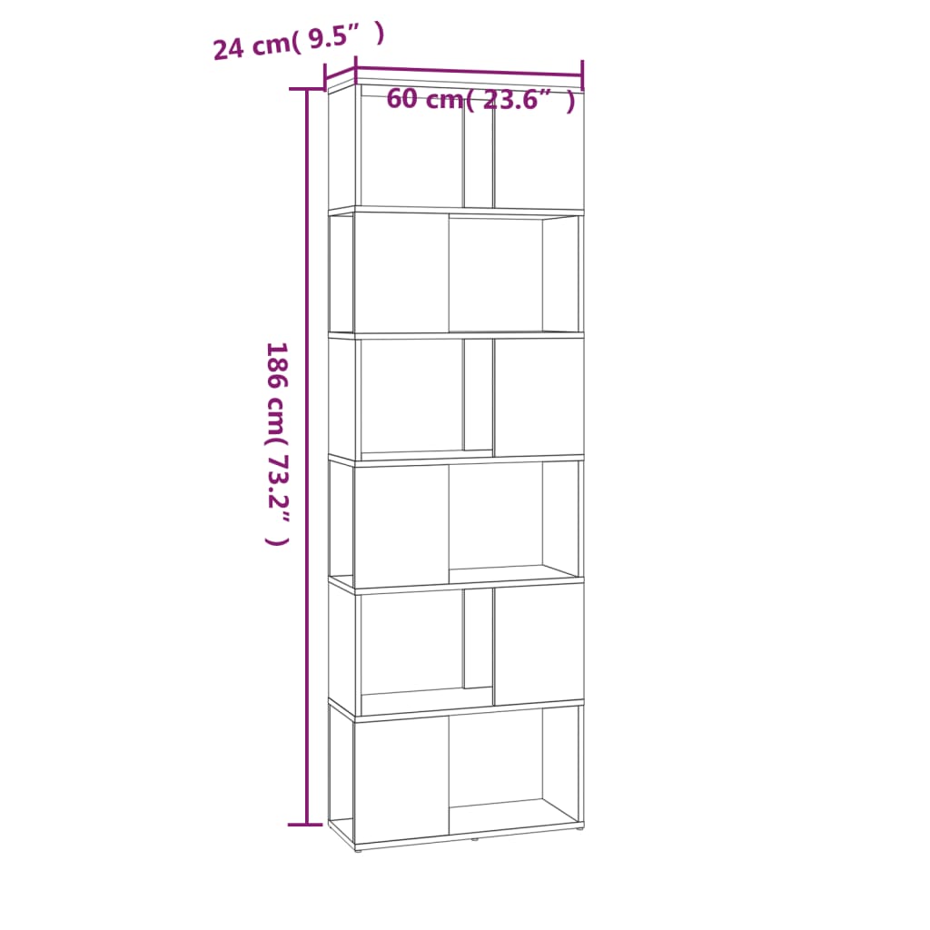 Βιβλιοθήκη/Διαχωριστικό Χώρου Καφέ δρυς 60 x 24 x 186 εκ. - Pakobazaar