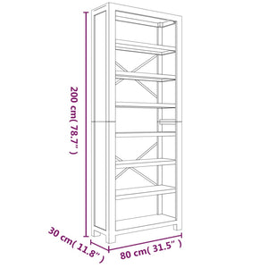 Βιβλιοθήκη με 7 Επίπεδα 80 x 30 x 200 εκ. Μασίφ Ξύλο Ακακίας