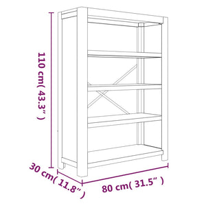 Βιβλιοθήκη με 4 Επίπεδα 80x30x110 εκ. Μασίφ Ξύλο Ακακίας