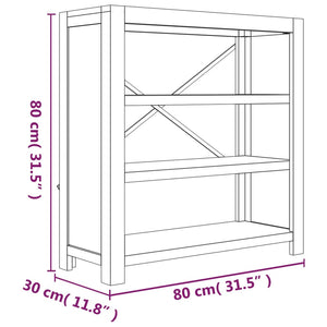 Βιβλιοθήκη με 3 Επίπεδα 80x30x80 εκ. Μασίφ Ξύλο Ακακίας - Pakobazaar