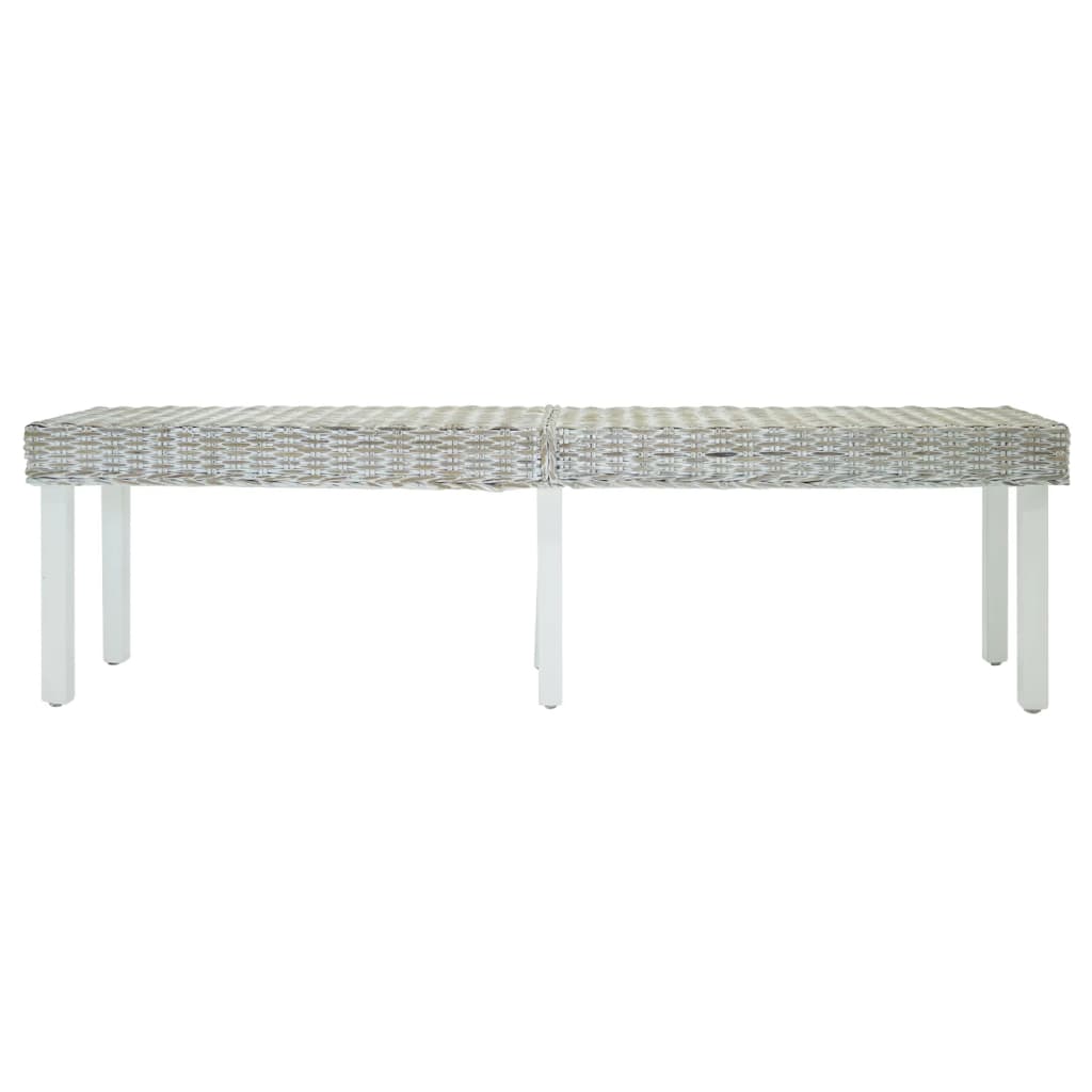 Πάγκος Λευκός 160x35x45 εκ. από Φυσικό Ρατάν Kubu & Μασίφ Ξύλο Μαόνι - Pakobazaar