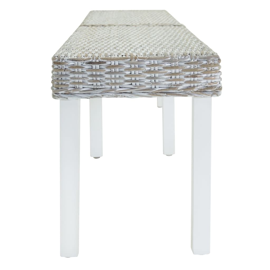 Πάγκος Λευκός 160x35x45 εκ. από Φυσικό Ρατάν Kubu & Μασίφ Ξύλο Μαόνι - Pakobazaar