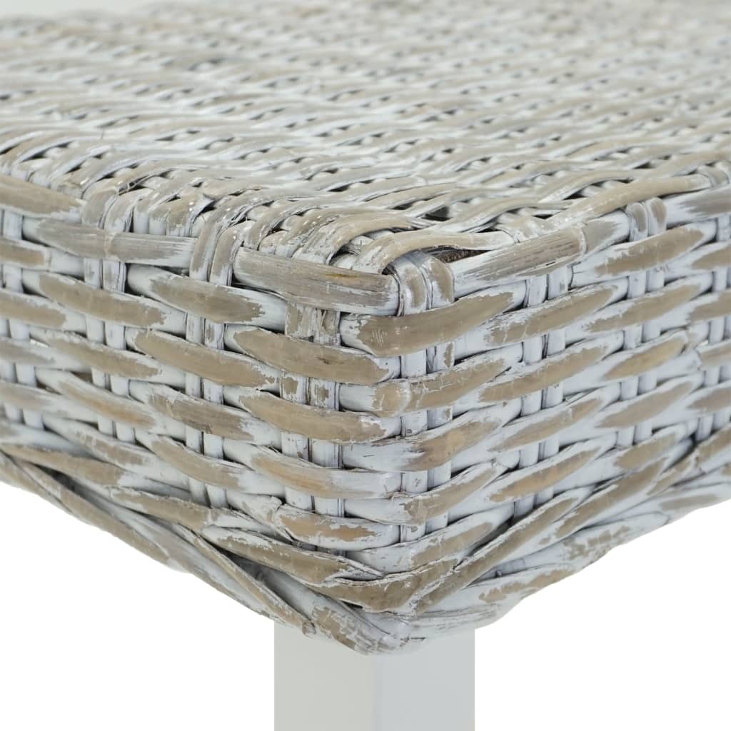 Πάγκος Λευκός 160x35x45 εκ. από Φυσικό Ρατάν Kubu & Μασίφ Ξύλο Μαόνι - Pakobazaar