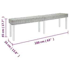 Πάγκος Λευκός 160x35x45 εκ. από Φυσικό Ρατάν Kubu & Μασίφ Ξύλο Μαόνι - Pakobazaar