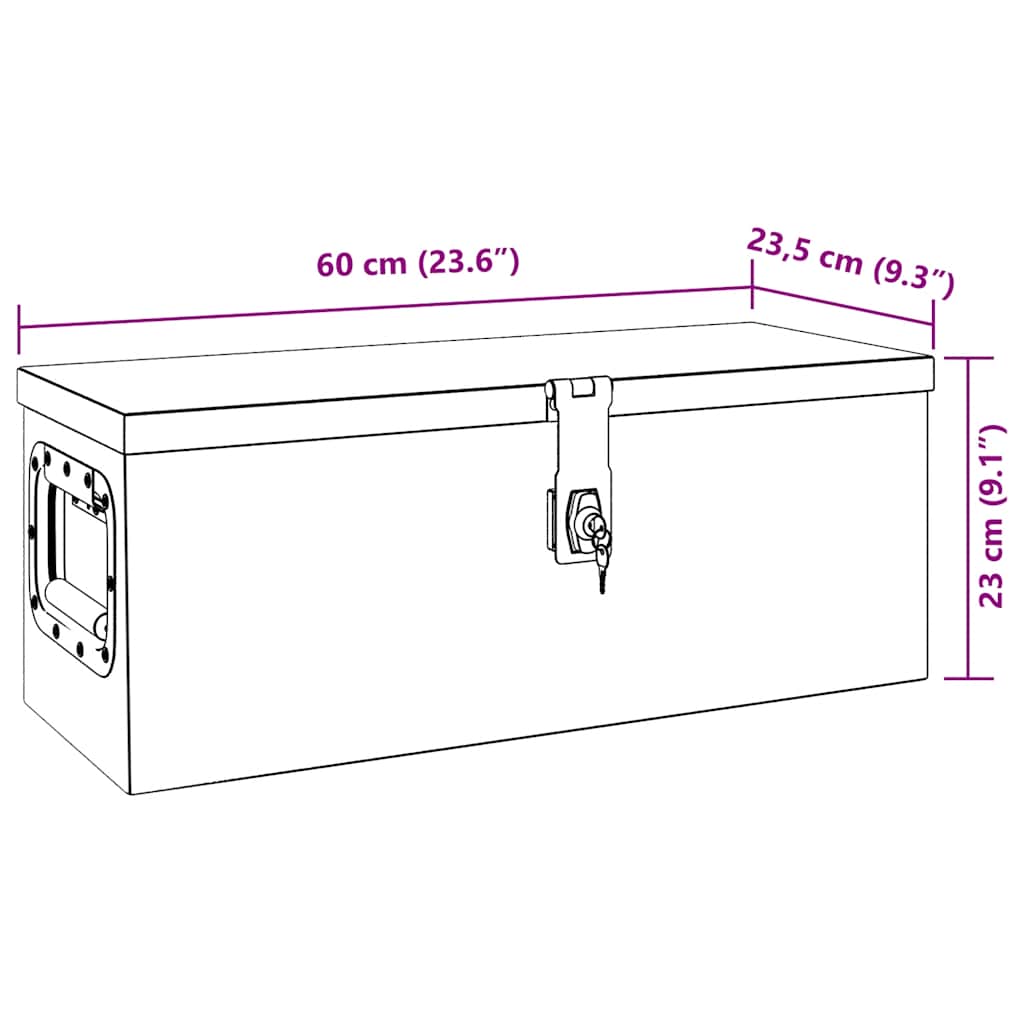 Κουτί Αποθήκευσης Ασημί 60 x 23,5 x 23 εκ. από Αλουμίνιο - PAKOBAZAAR