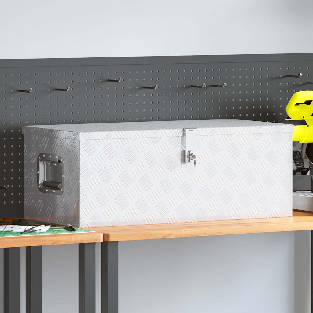 Κουτί Αποθήκευσης Ασημί 80 x 39 x 30 εκ. από Αλουμίνιο - PAKOBAZAAR