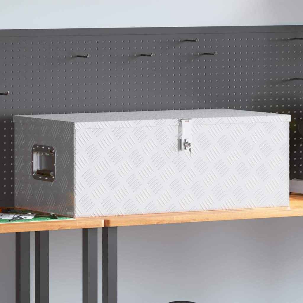 Κουτί Αποθήκευσης Ασημί 90x47x33,5 εκ. από Αλουμίνιο - Pakobazaar