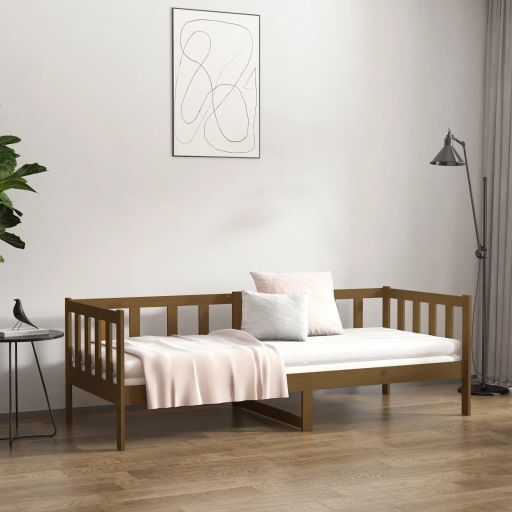 Καναπές Κρεβάτι Καφέ Μελί 90 x 190 εκ. από Μασίφ Ξύλο Πεύκου