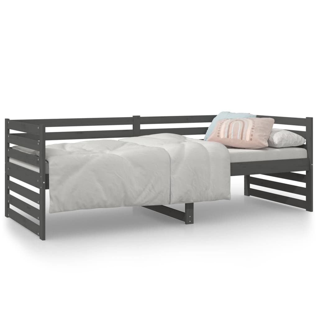 Καναπές Κρεβάτι Γκρι 80 x 200 εκ. από Μασίφ Ξύλο Πεύκου