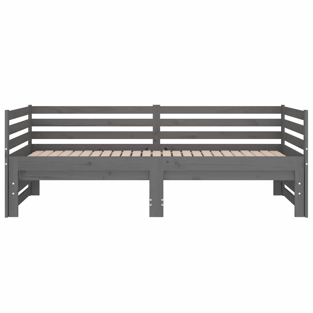 Καναπές Κρεβάτι Συρόμενος Γκρι 2x(80x200) εκ. Μασίφ Ξύλο Πεύκου