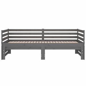 Καναπές Κρεβάτι Συρόμενος Γκρι 2x(80x200) εκ. Μασίφ Ξύλο Πεύκου