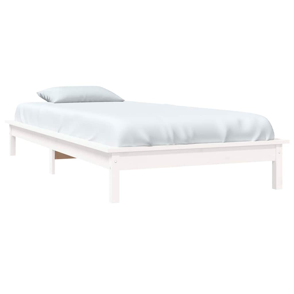 Πλαίσιο Κρεβατιού Λευκό 75 x 190 εκ. Μασίφ Πεύκο Small Single