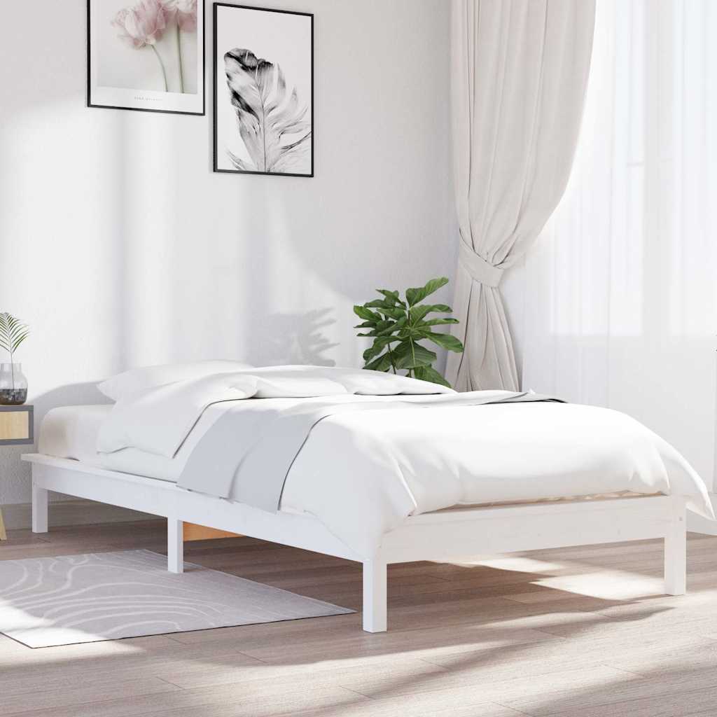 Πλαίσιο Κρεβατιού Λευκό 75 x 190 εκ. Μασίφ Πεύκο Small Single
