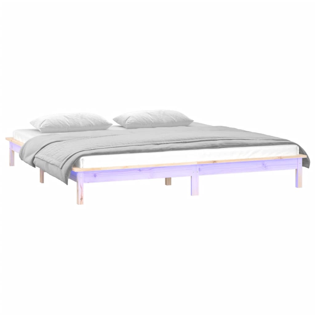 Πλαίσιο Κρεβατιού με LED 180x200 εκ. Super King Size Μασίφ Ξύλο - Pakobazaar