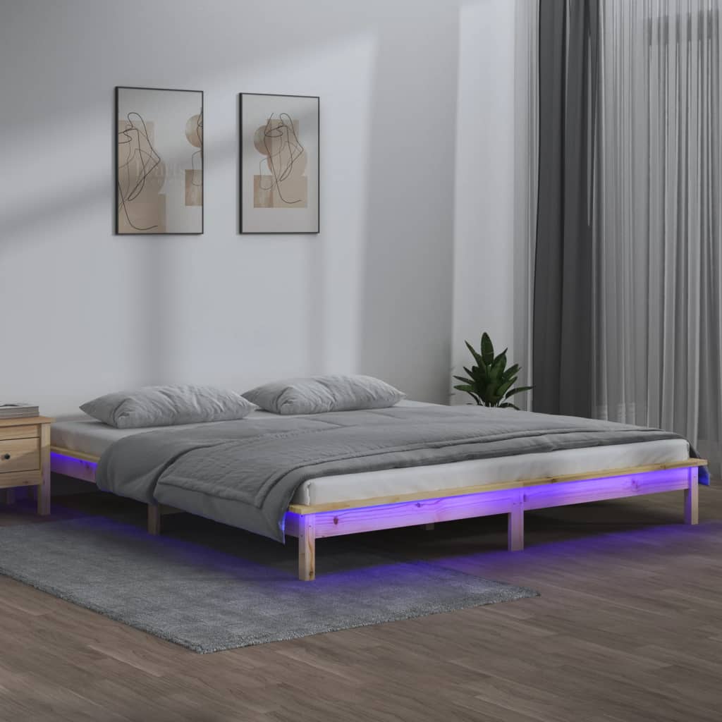 Πλαίσιο Κρεβατιού με LED 180x200 εκ. Super King Size Μασίφ Ξύλο - Pakobazaar
