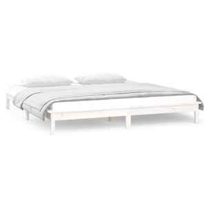 Πλαίσιο Κρεβατιού LED Λευκό 180x200 εκ. Super King Size Ξύλο - Pakobazaar