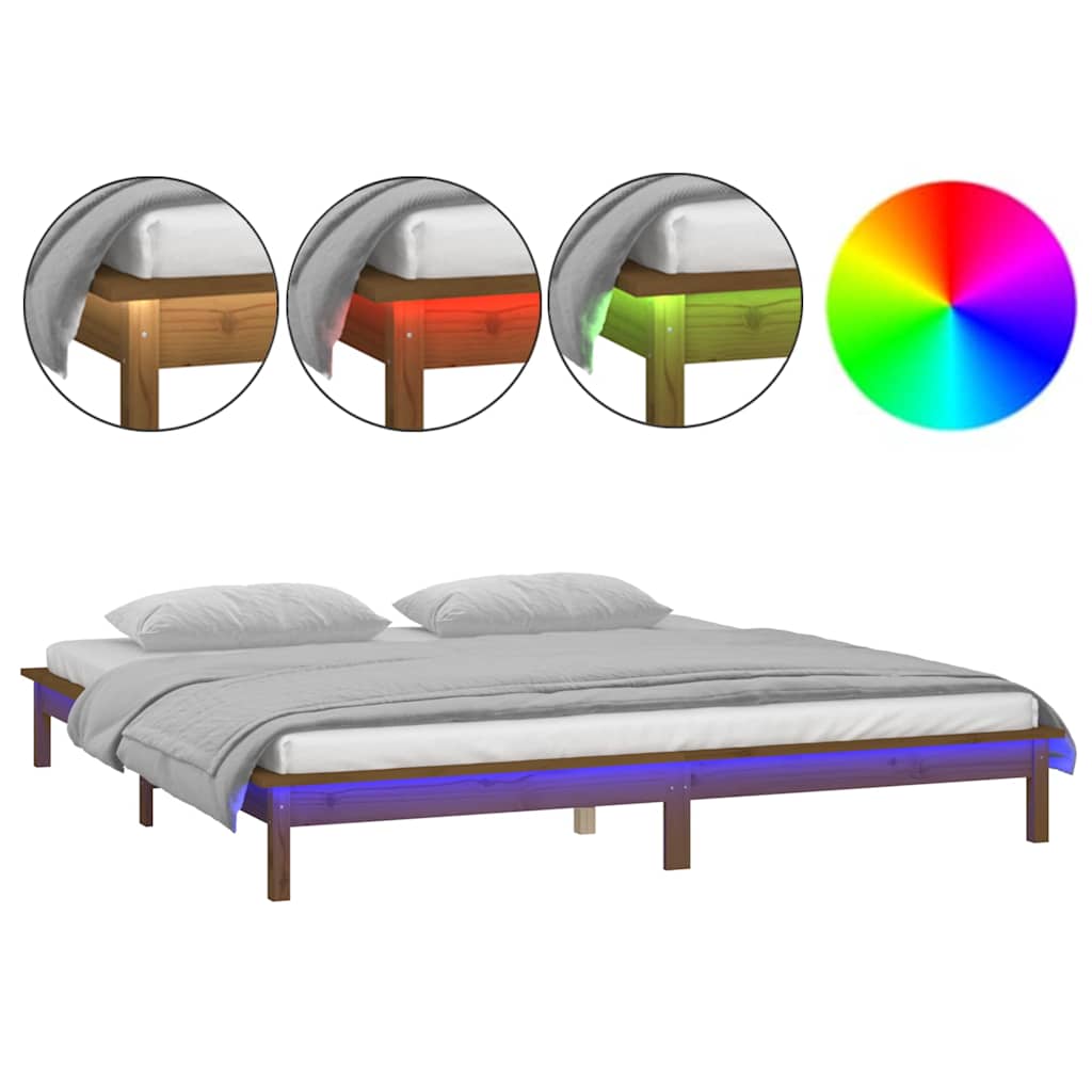 Πλαίσιο Κρεβατιού LED Μελί 180x200 εκ. Super King Size Ξύλο