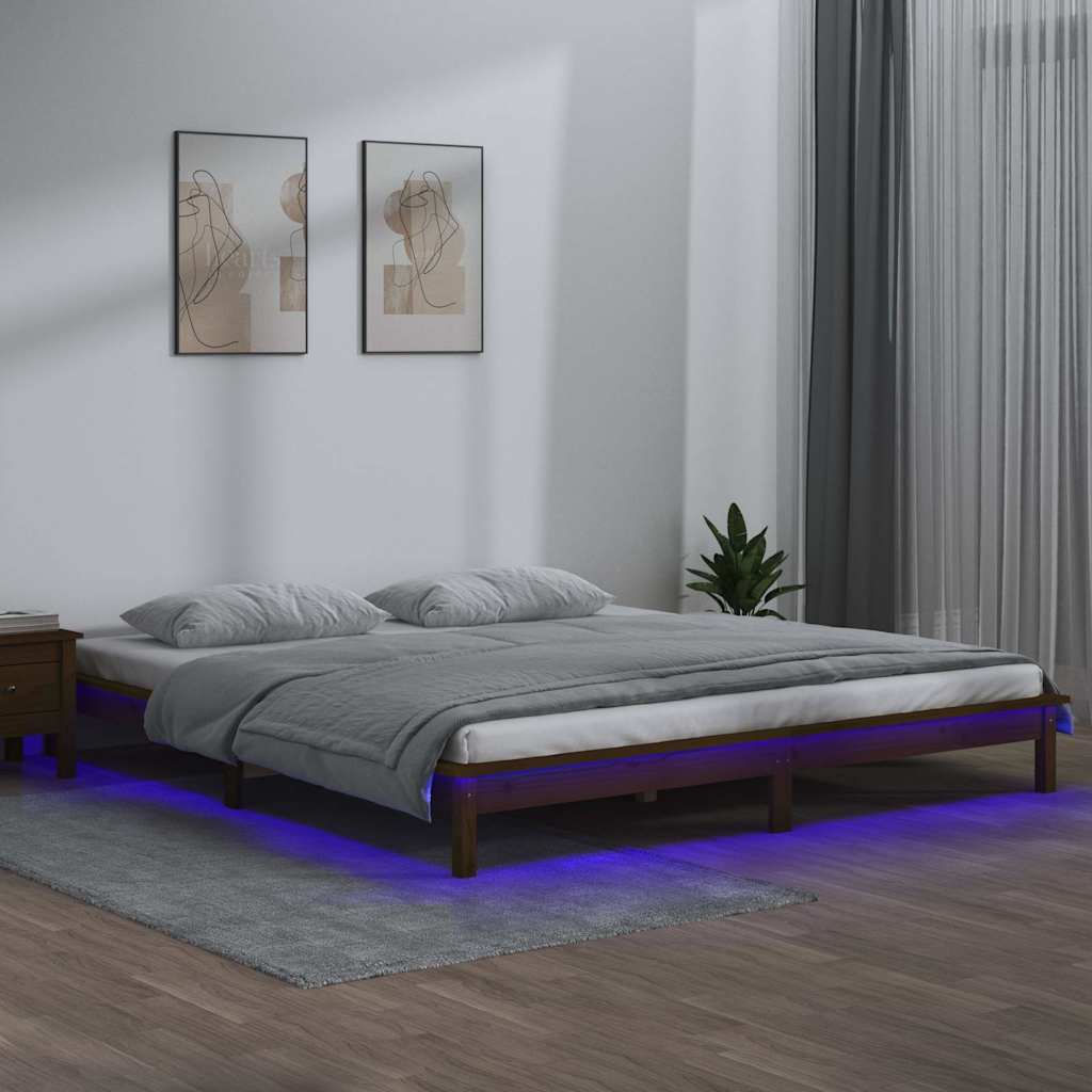Πλαίσιο Κρεβατιού LED Μελί 180x200 εκ. Super King Size Ξύλο