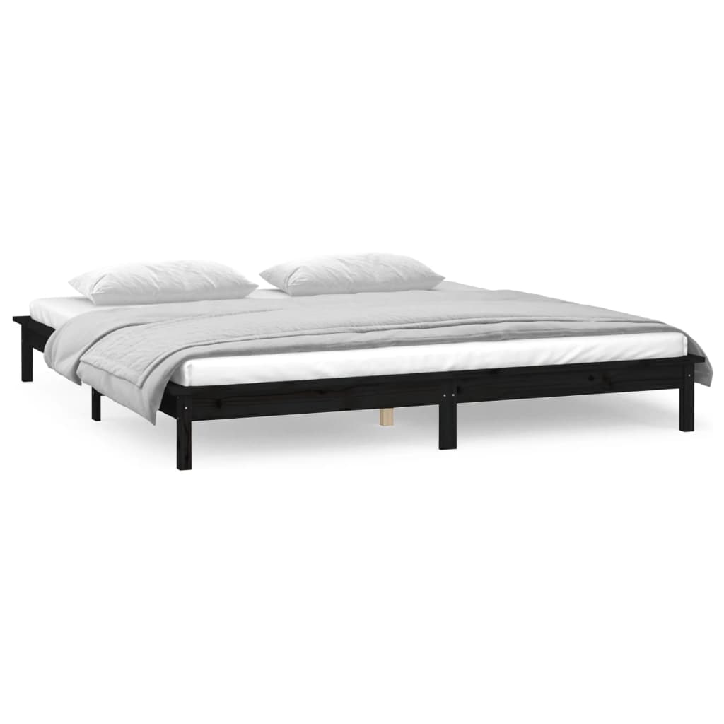 Πλαίσιο Κρεβατιού LED Μαύρο 180x200 εκ. Super King Size Ξύλο - Pakobazaar
