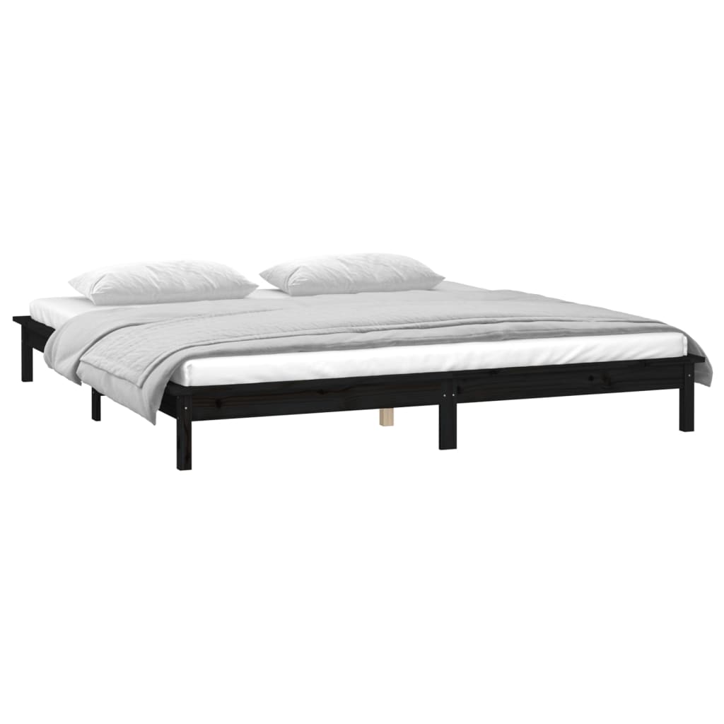 Πλαίσιο Κρεβατιού LED Μαύρο 180x200 εκ. Super King Size Ξύλο - Pakobazaar
