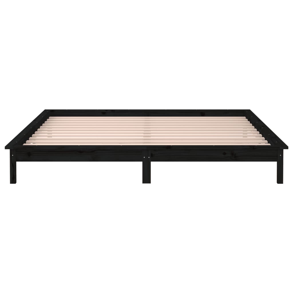 Πλαίσιο Κρεβατιού LED Μαύρο 180x200 εκ. Super King Size Ξύλο - Pakobazaar