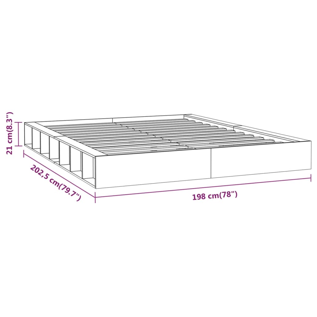 Πλαίσιο Κρεβατιού Γκρι 180 x 200 εκ Ξύλο Πεύκου Super King
