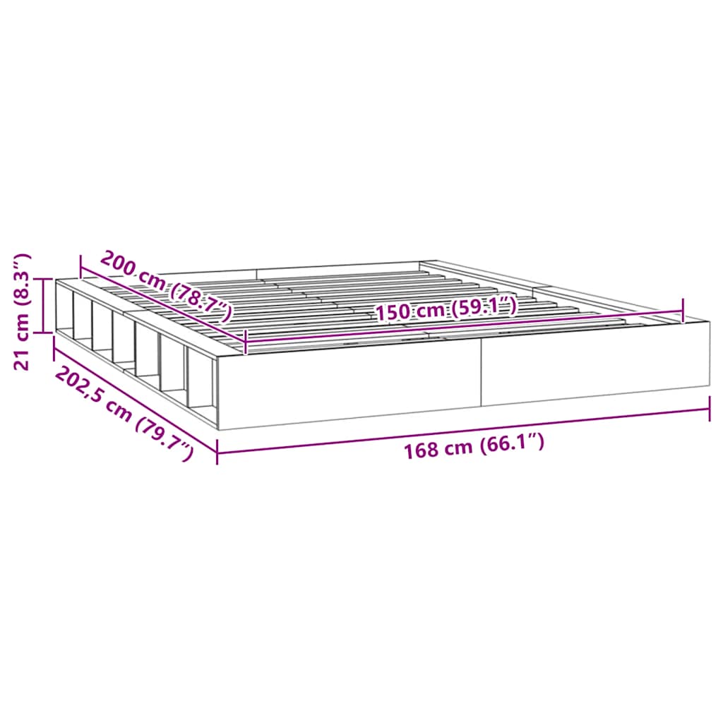 Πλαίσιο Κρεβατιού 150 x 200 εκ. Μασίφ Ξύλο King Size - Pakobazaar