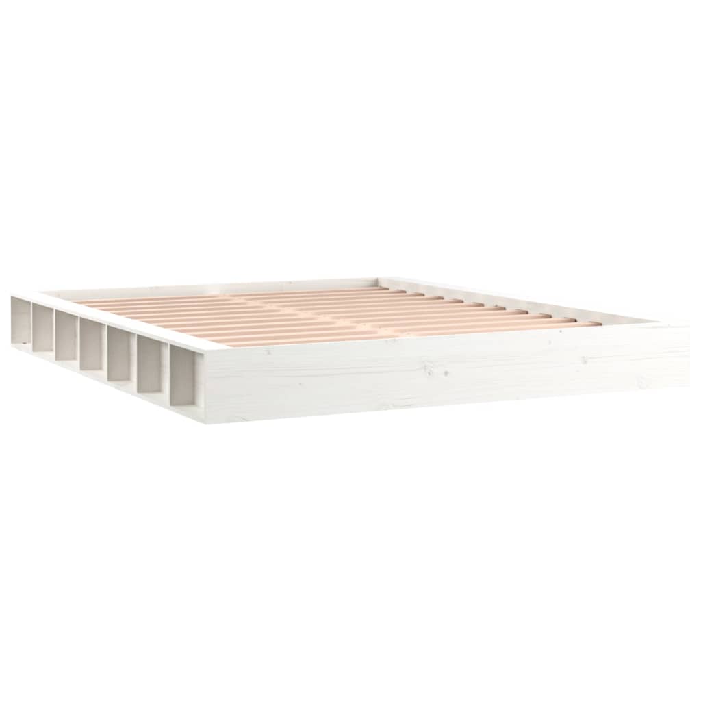 Πλαίσιο Κρεβατιού Λευκό 150 x 200 εκ. Μασίφ Ξύλο King Size - Pakobazaar