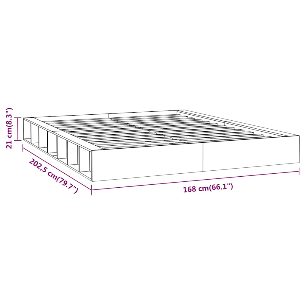 Πλαίσιο Κρεβατιού Μαύρο 150 x 200 εκ. Μασίφ Ξύλο King Size