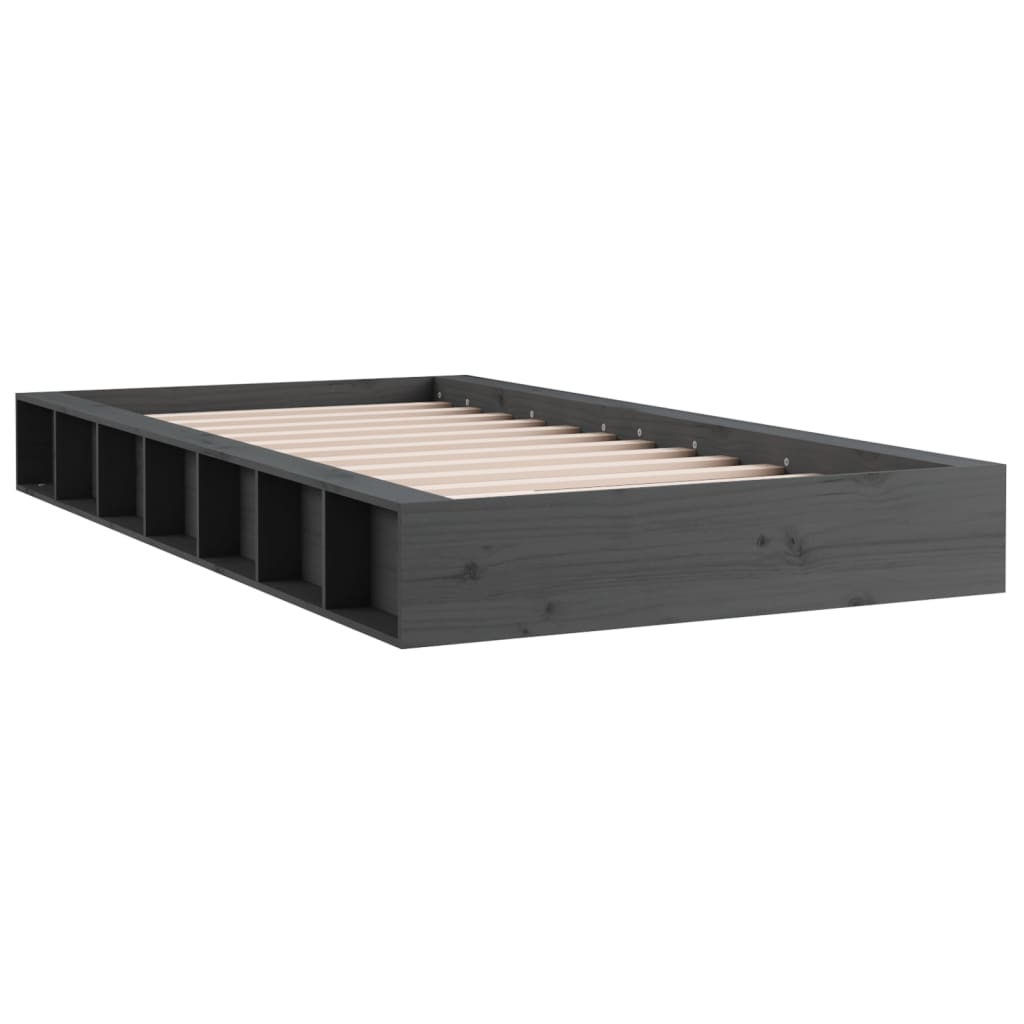 Πλαίσιο Κρεβατιού Γκρι 120x190 εκ. Μασίφ Ξύλο Small Double