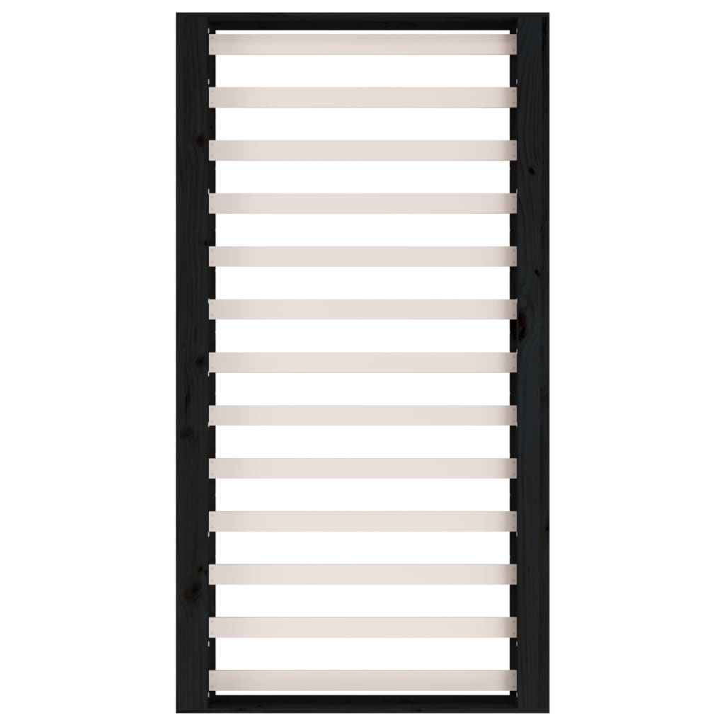 Πλαίσιο Κρεβατιού Μαύρο 135x190 εκ. από Μασίφ Ξύλο Double