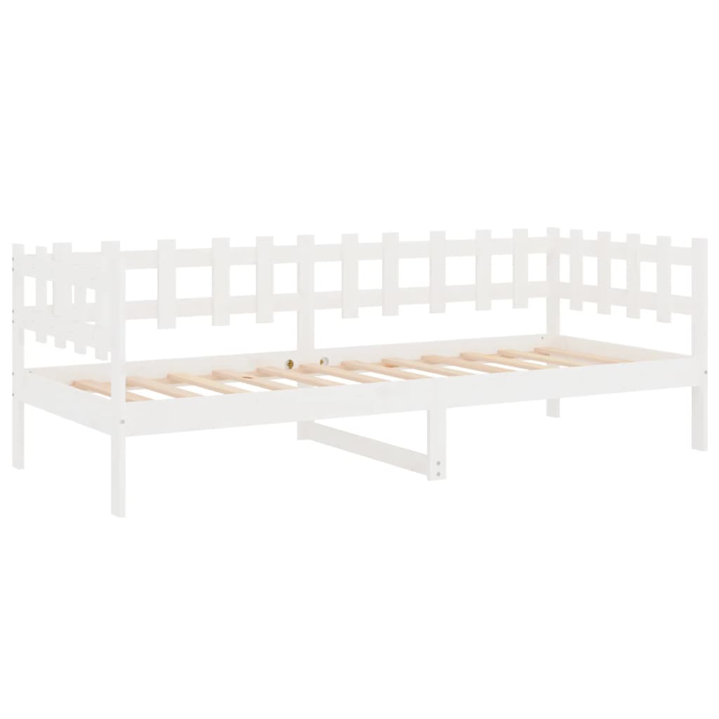 Καναπές Κρεβάτι Χωρίς Στρώμα Λευκό 90x200 εκ. Μασίφ Ξύλο Πεύκου