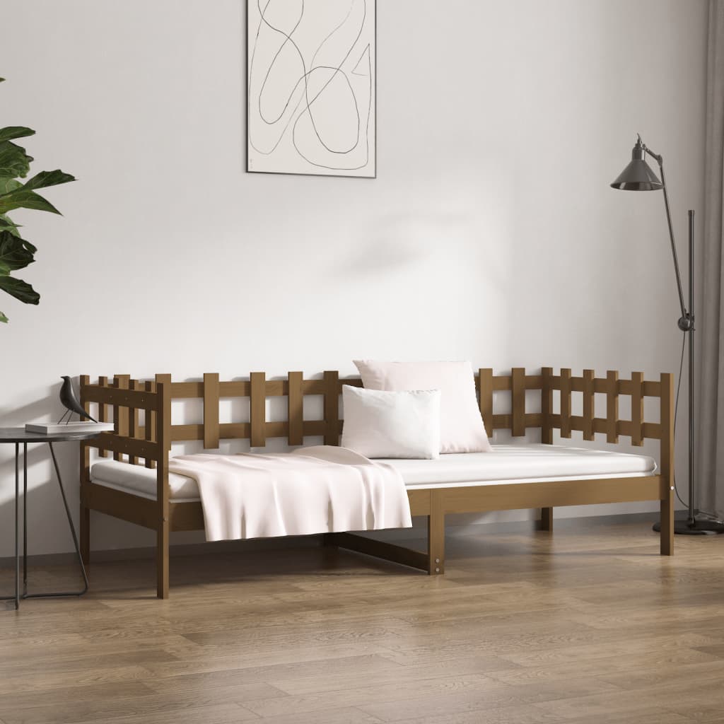 Καναπές Κρεβάτι Καφέ Μελί 90 x 200 εκ. από Μασίφ Ξύλο Πεύκου - Pakobazaar