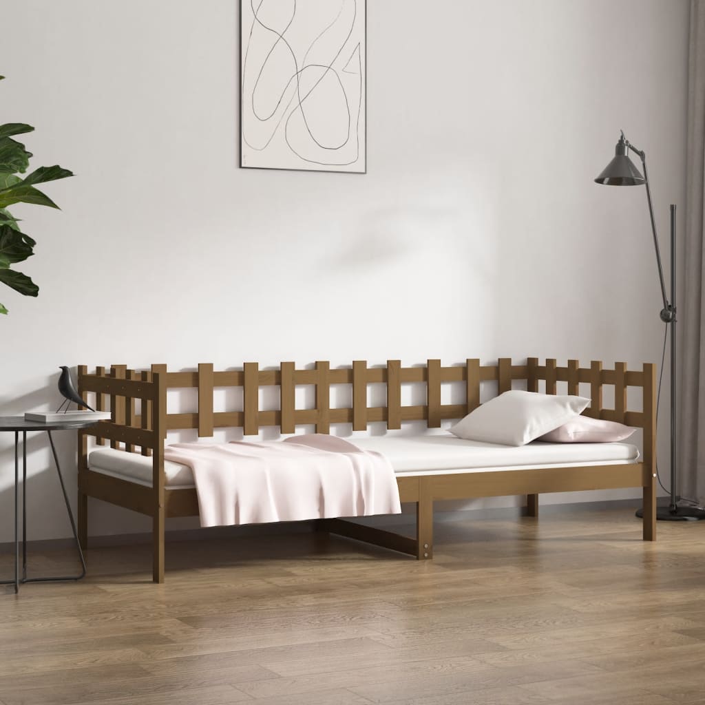 Καναπές Κρεβάτι Καφέ Μελί 90 x 200 εκ. από Μασίφ Ξύλο Πεύκου - Pakobazaar