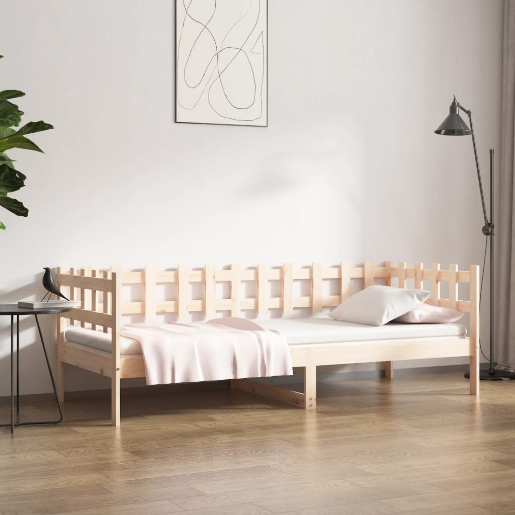 Καναπές Κρεβάτι Χωρίς Στρώμα 90x190 εκ. Μασίφ Ξύλο Πεύκου