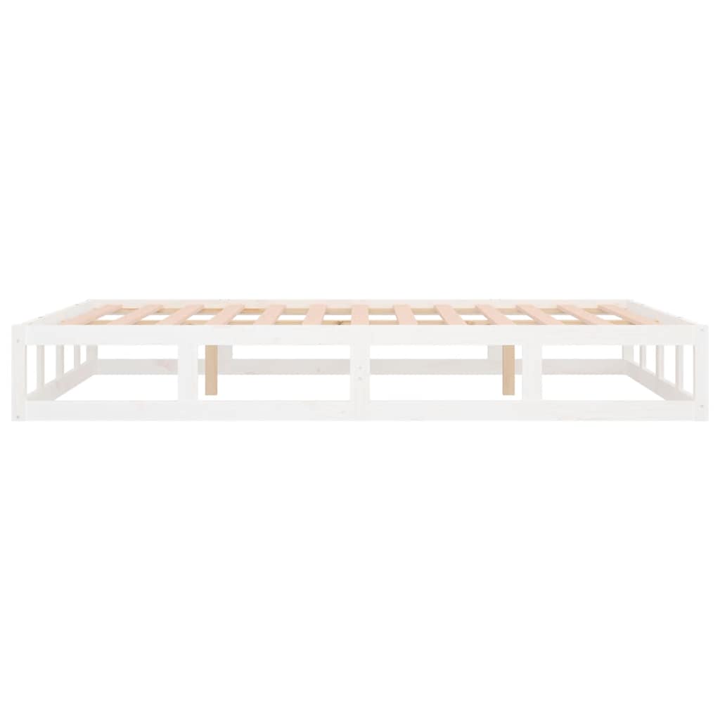 Πλαίσιο Κρεβατιού Λευκό 140 x 200 εκ. από Μασίφ Ξύλο
