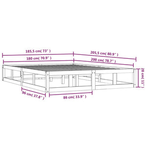 Πλαίσιο Κρεβατιού Γκρι 180 x 200 εκ Ξύλο Πεύκου Super King - Pakobazaar
