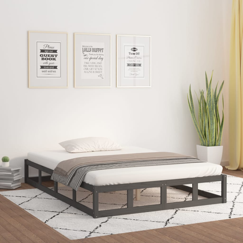 Πλαίσιο Κρεβατιού Γκρι 180 x 200 εκ Ξύλο Πεύκου Super King - Pakobazaar